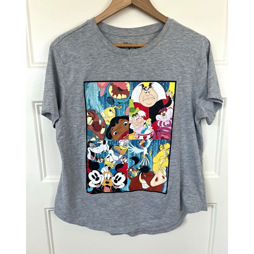 Disney 100th Anniversary Gray Graphic T-Shirt Women’s  XXL Mickey Mouse Friends